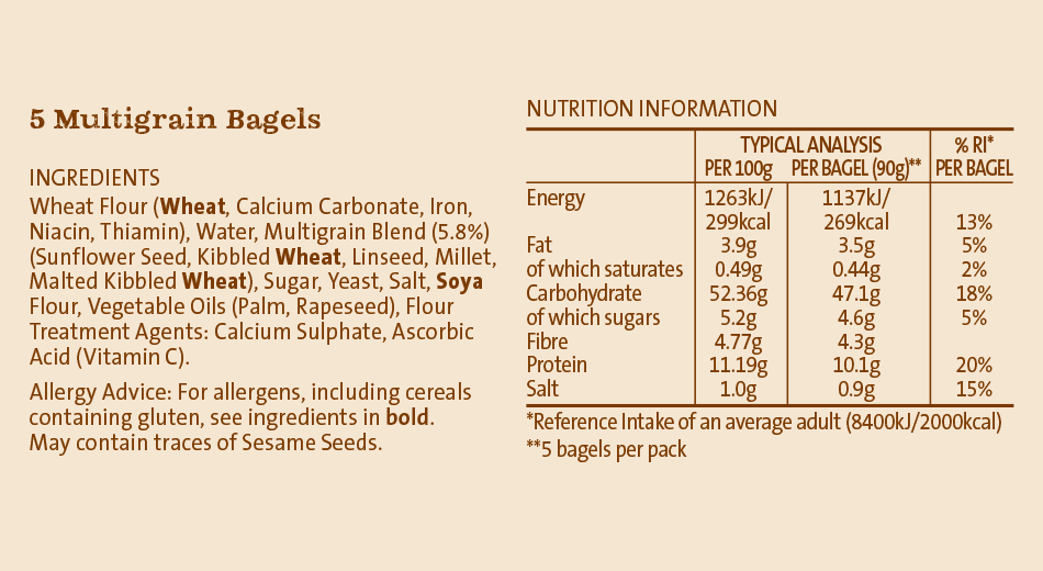Brennans multigrain bagels Brennans Bread