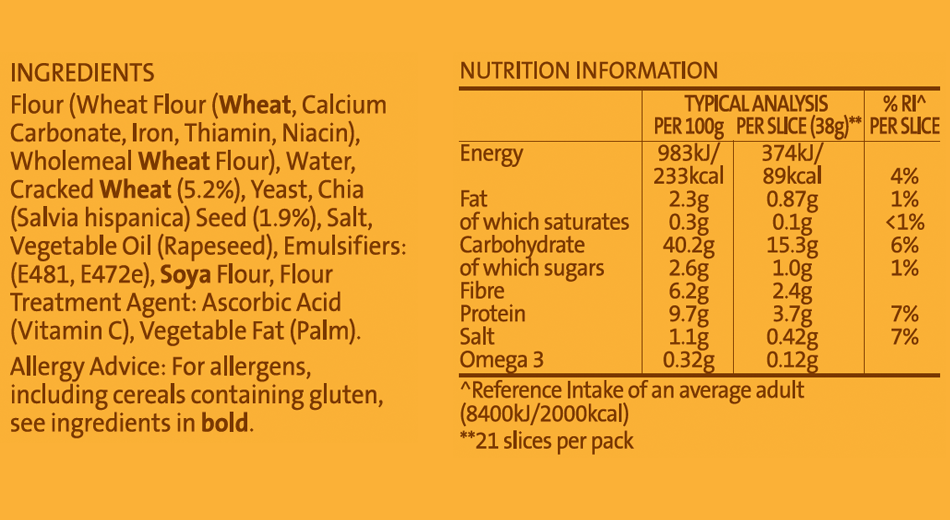 Brennans Chia Wholegrain Brennans Bread