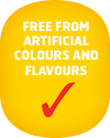 Free from artificial colours and flavours