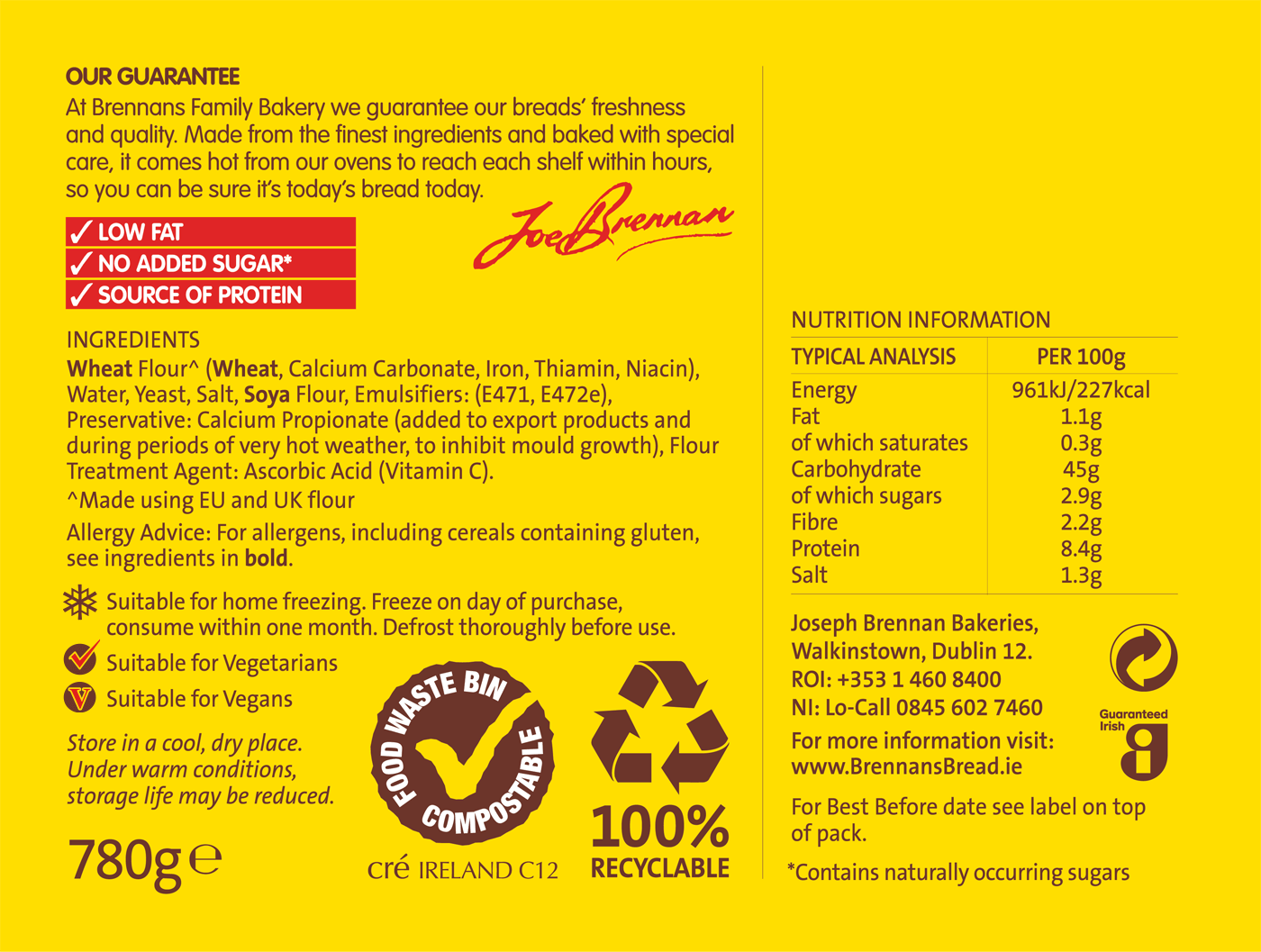 Brennans White Batch Nutritional Info