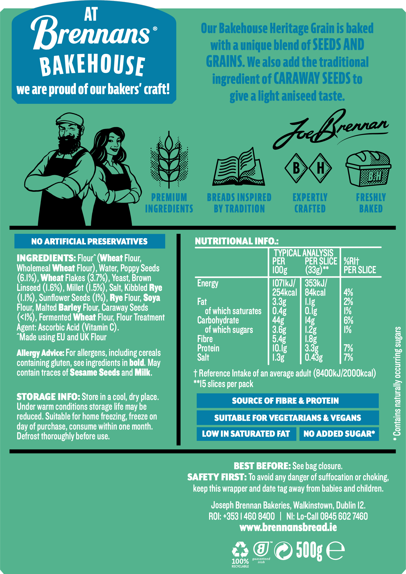 Bakehouse Heritage Grain nutritional info