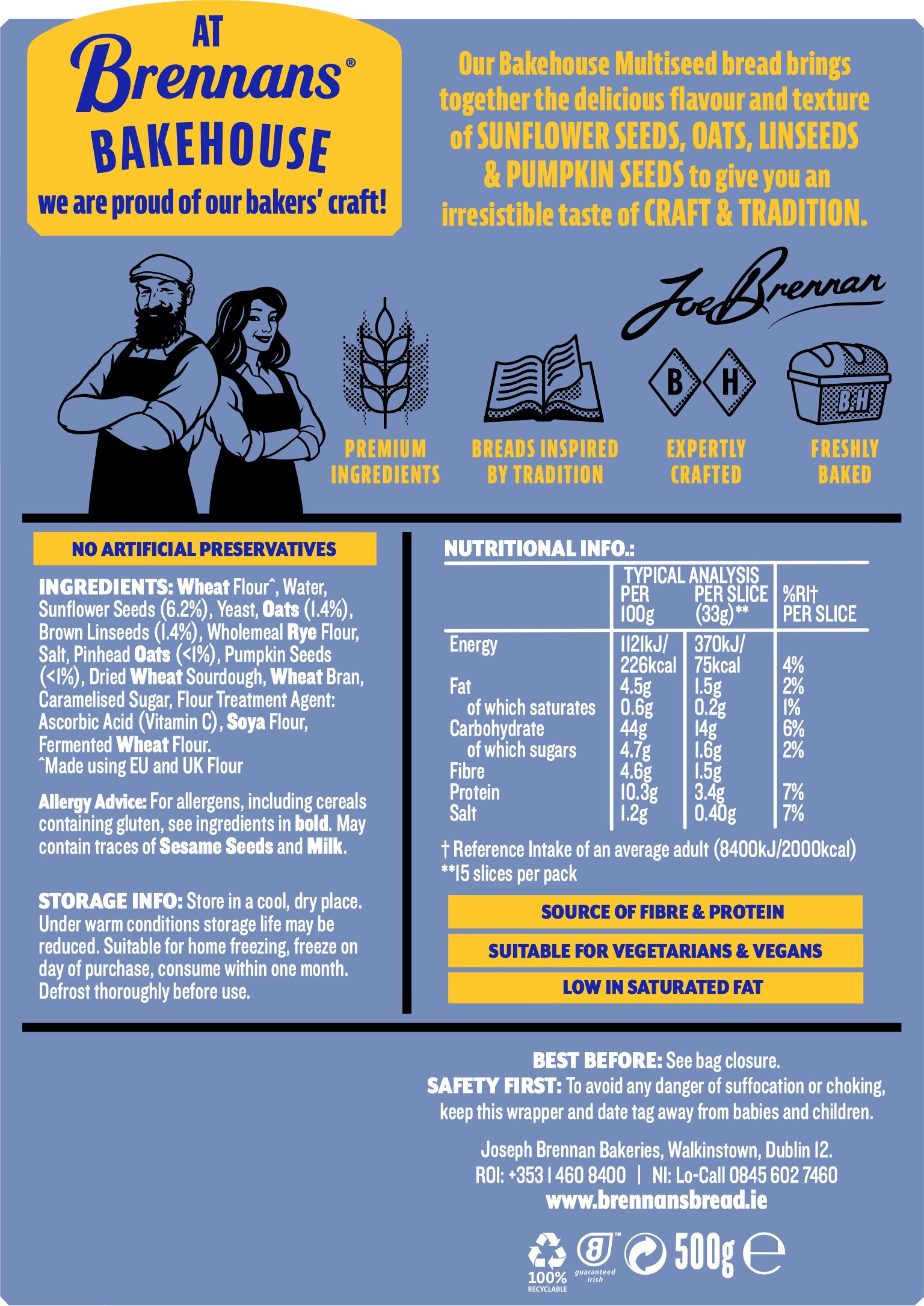 Bakehouse Multiseed nutritional info