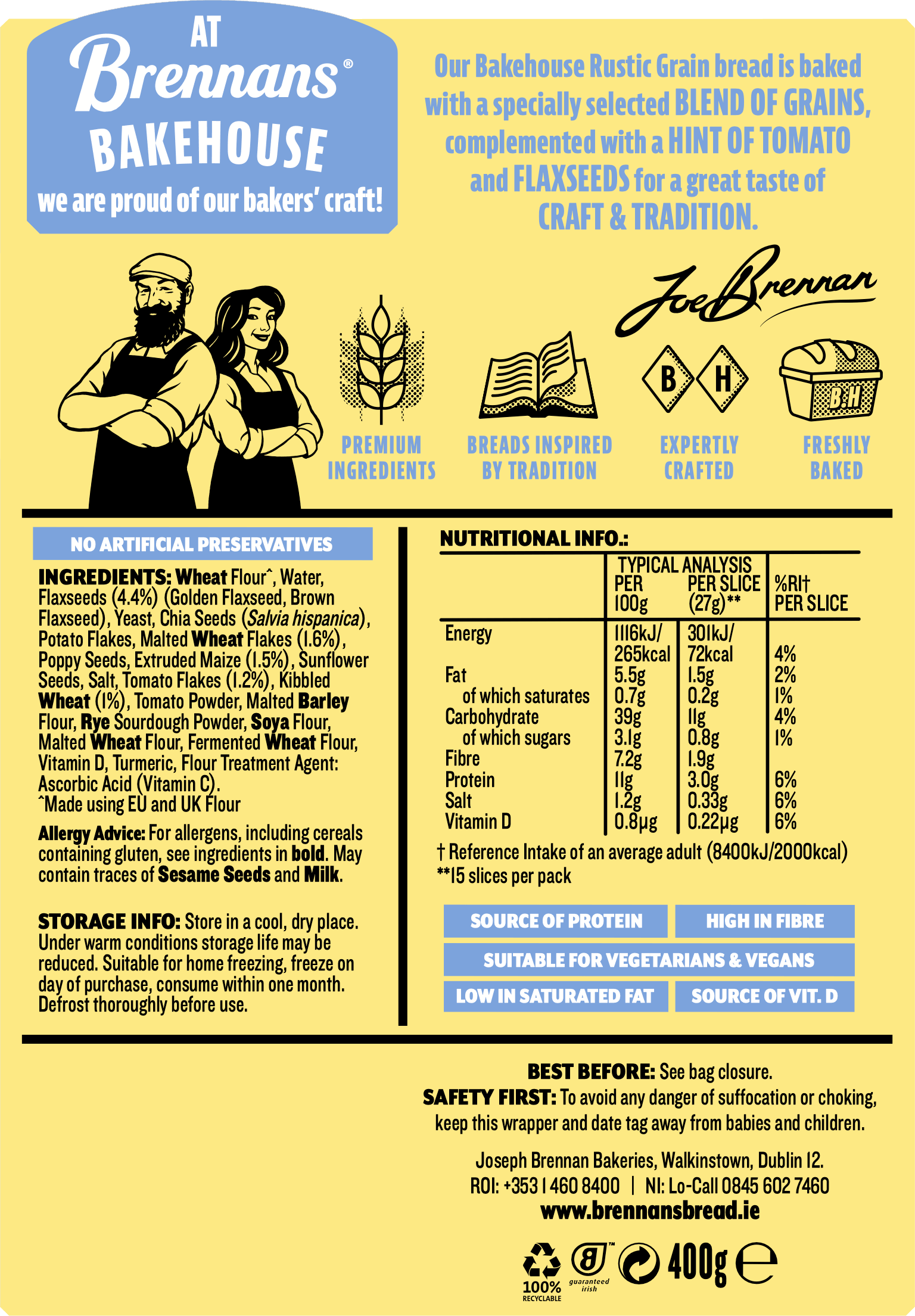 Bakehouse Rustic Grain nutritional info