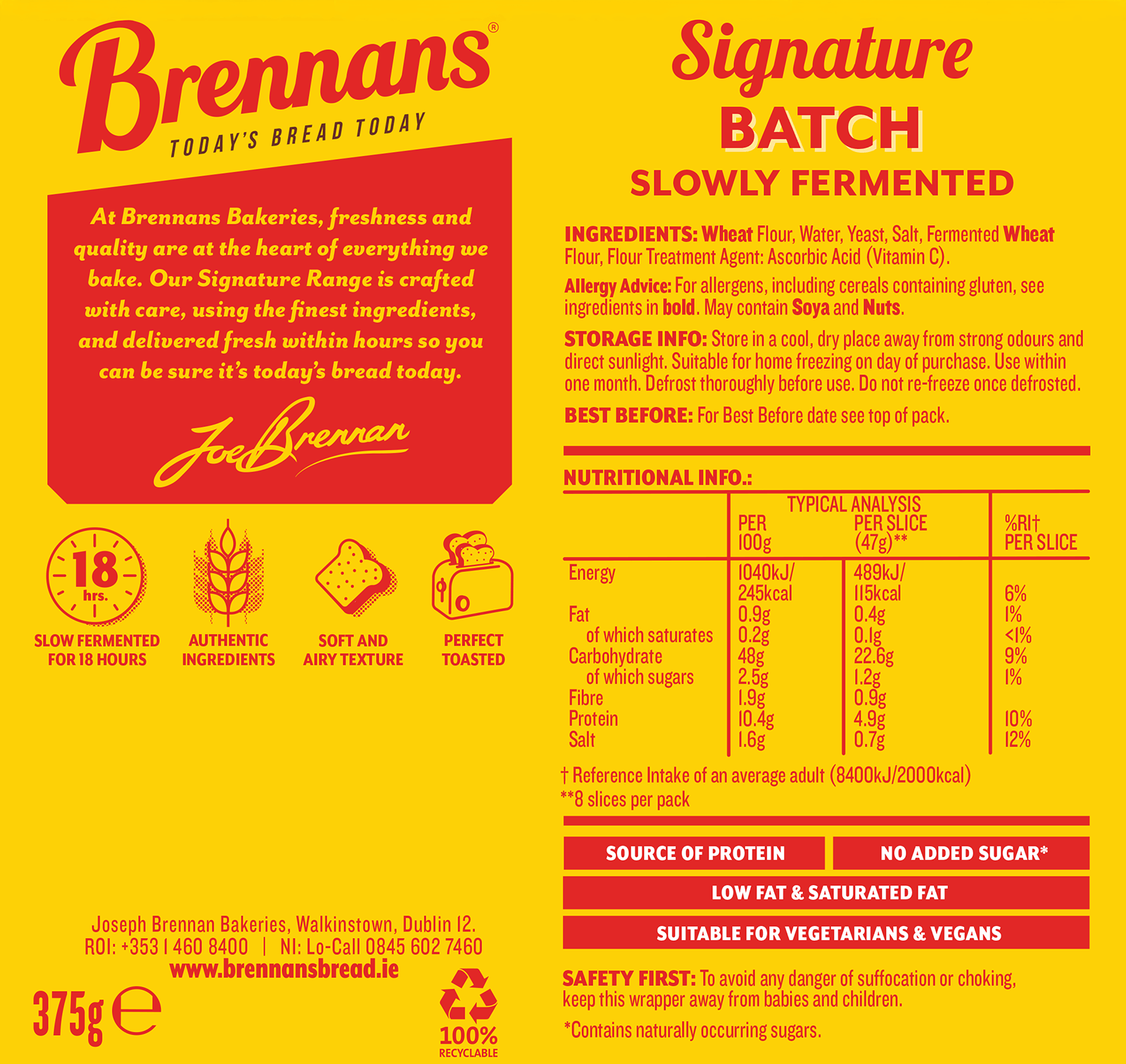Brennans Signature Batch Slowly Fermented Nutritional Info