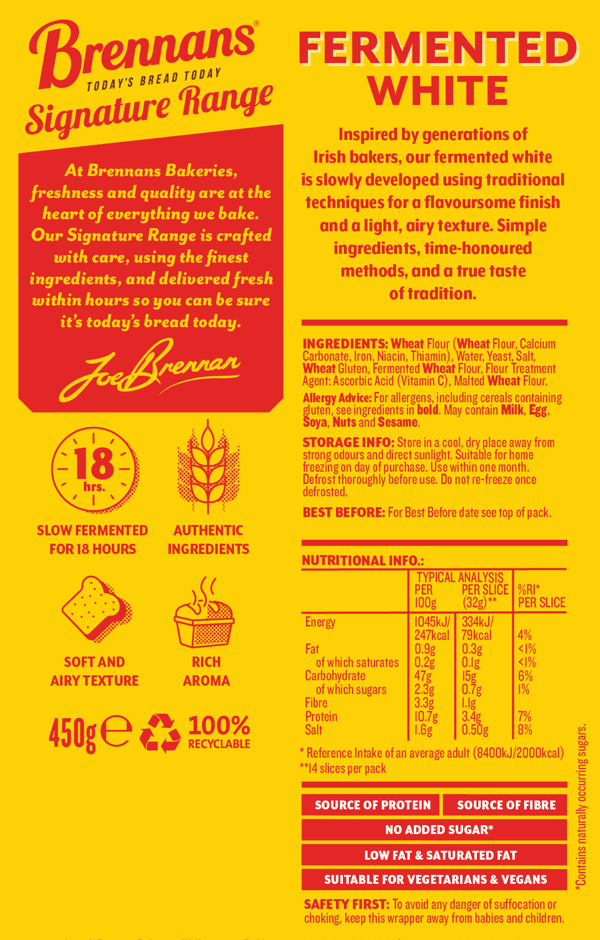 Brennans Signature Range Fermented White Nutritional Info