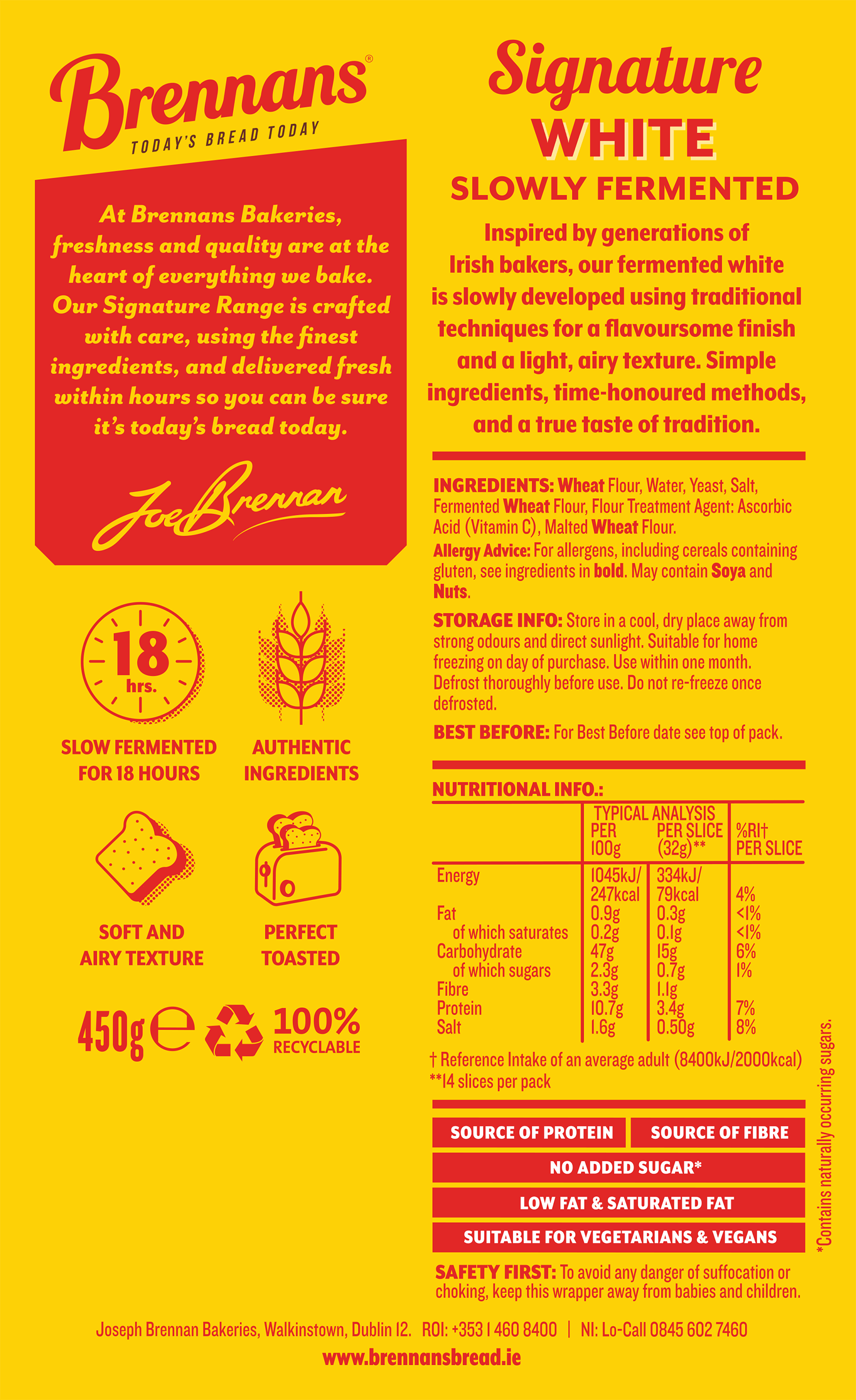 Brennans Signature White Slowly Fermented Nutritional Info