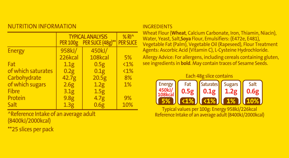 Brennans Catering Pan Medium Sliced White 1200g