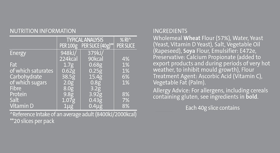 Wholemeal with vitamin D